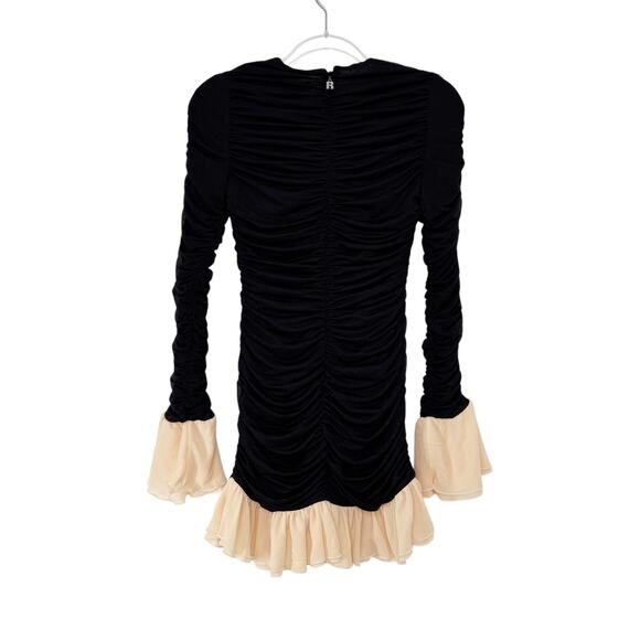 NWT Rotate Birger Christensen Ruched Long Sleeve Mini Dress Black Party Size 4 - Picture 7 of 16